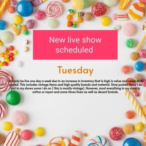 Sweettooth Weekly Scedual